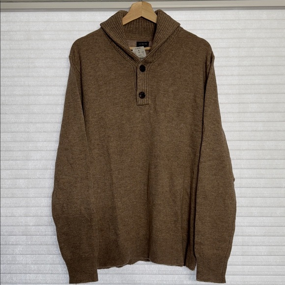 Brand New with Tags! J. Crew Men's Shawl Collar Sweater in Brown. Size L.
